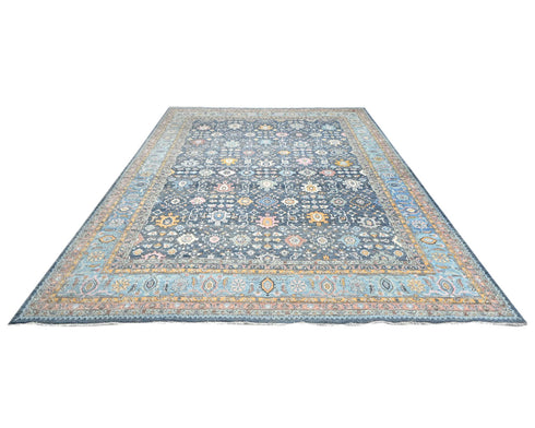12x16 Zeigler Blue Afghan Hand Knotted Wool Area Rug